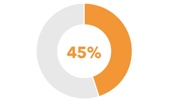 Donut chart showing 45% filled in.