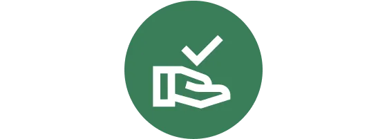 Hand holding checkmark icon